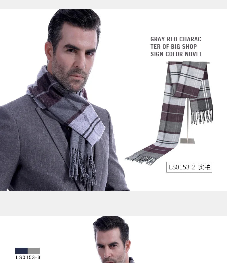 Classic Scarf for Man Winter Imitation Cashmere Scarves Luxury Brand Scarfs Keep Warm Outdoor Neckerchief Men Shawl Wrap Gift