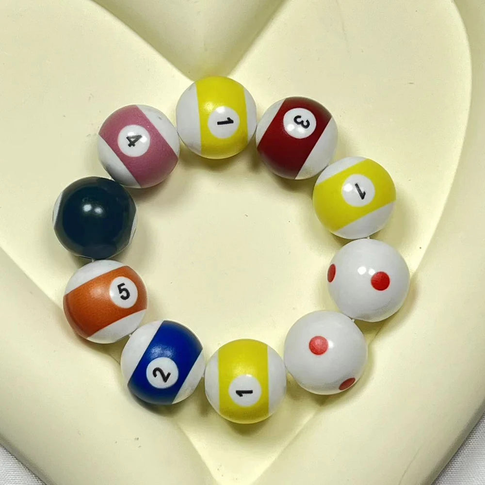 Middle Eight Billiard Bracelets for Women Men Hip Hop Rock Elastic Rope Couple Bracelets Jewellery Women Resin Beads