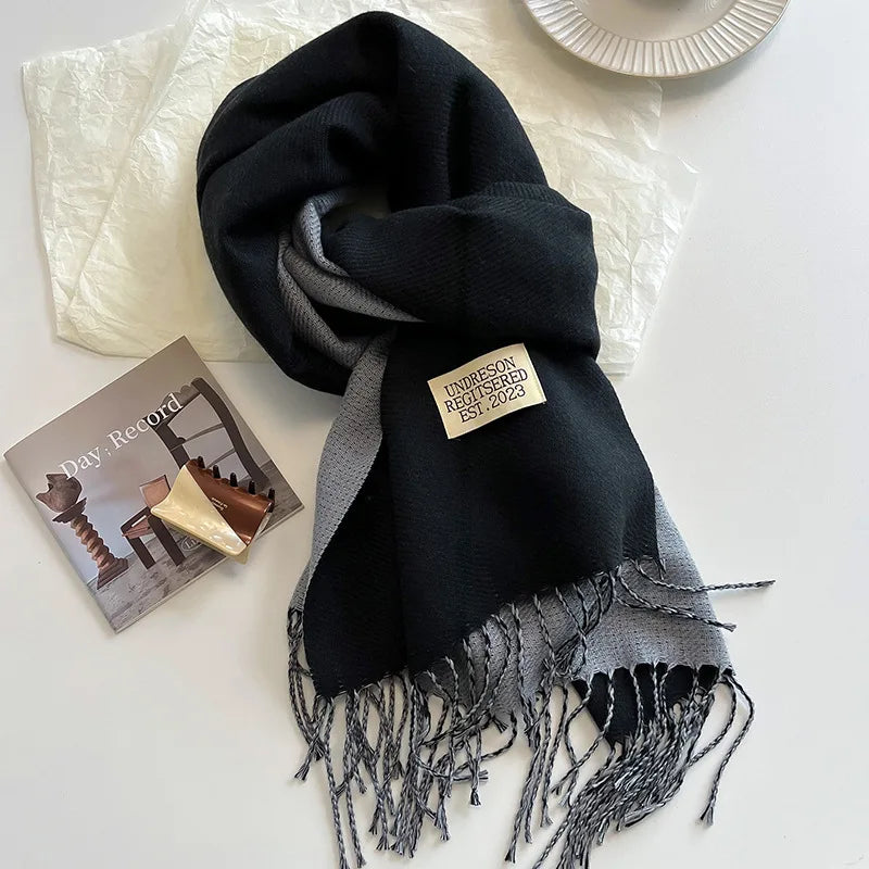 Scarf for women in winter 2024 new versatile double-sided double-color shawl dual-purpose pink cashmere Korean version high-end