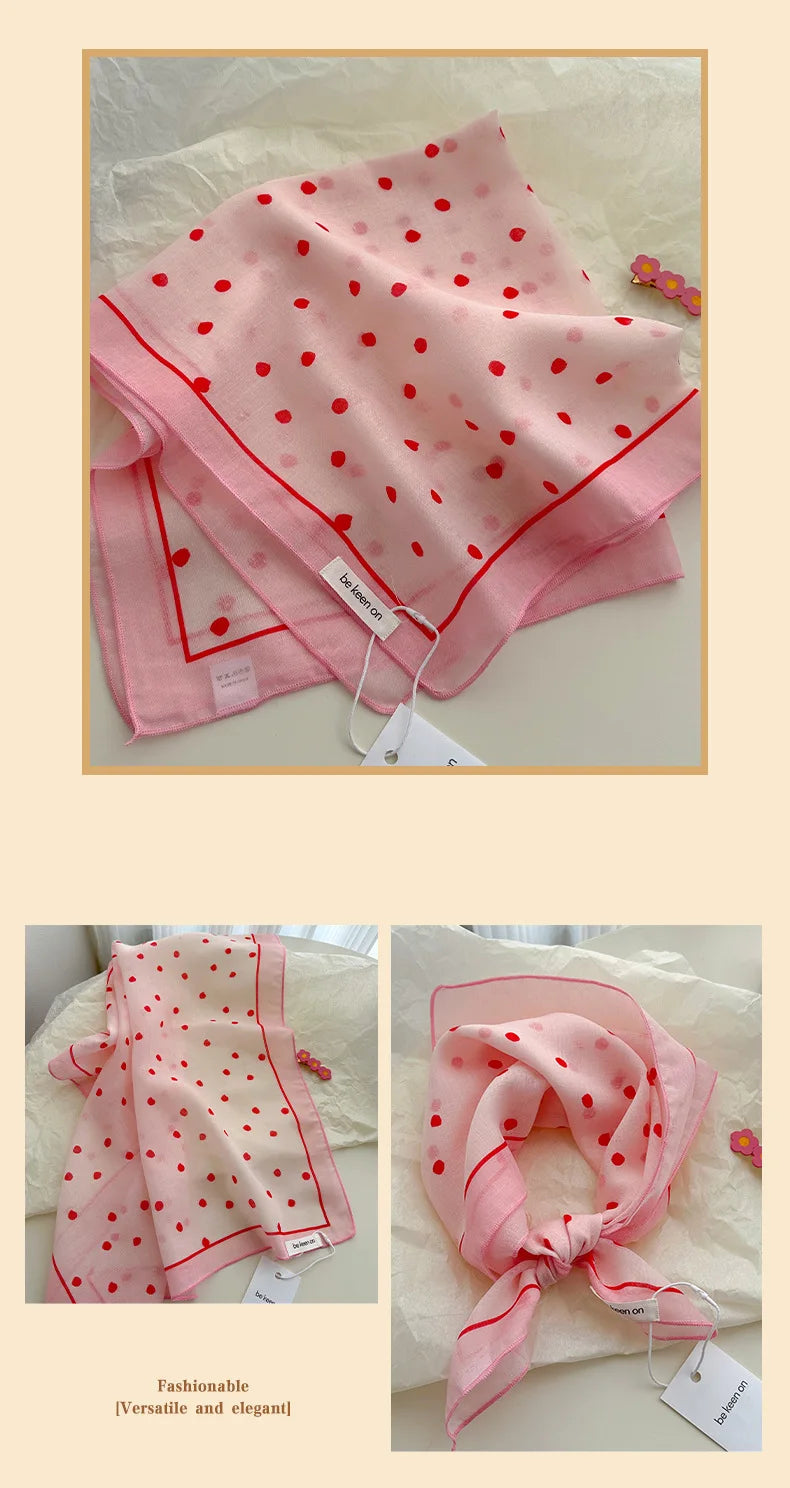 Women's Silk Scarf Fresh Breathable Soft Artistic Decorative Small Silk Scarf Retro Versatile Floral Cotton Linen Square Scarf