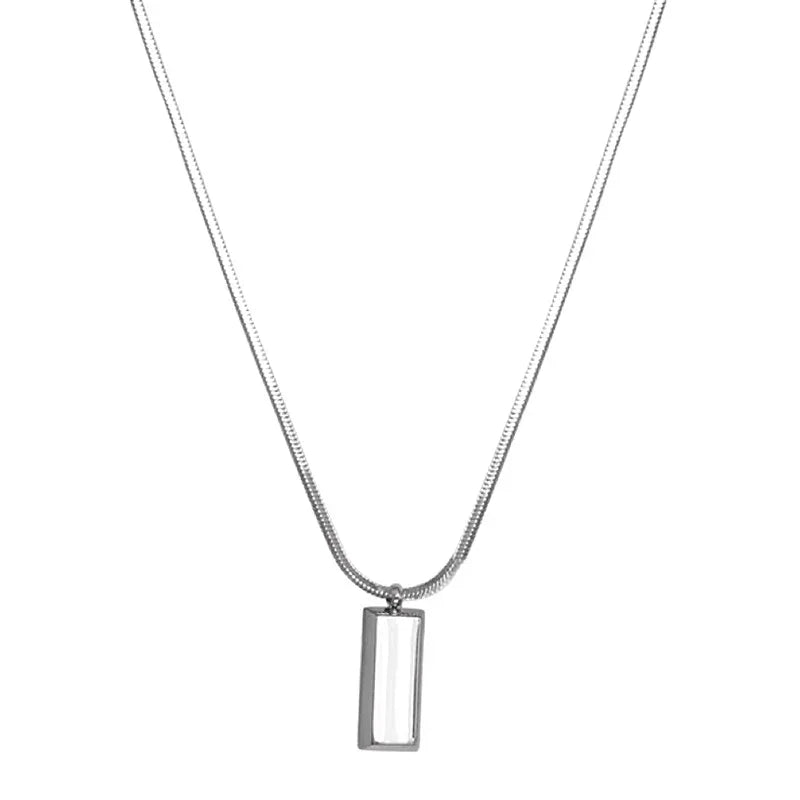 Fashion Creative Men Geometric Necklace Pendant Rectangle Cool Titanium Chain Boyfriend Necklace for Men Gift Jewelry Collar