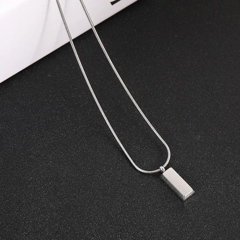 Fashion Creative Men Geometric Necklace Pendant Rectangle Cool Titanium Chain Boyfriend Necklace for Men Gift Jewelry Collar