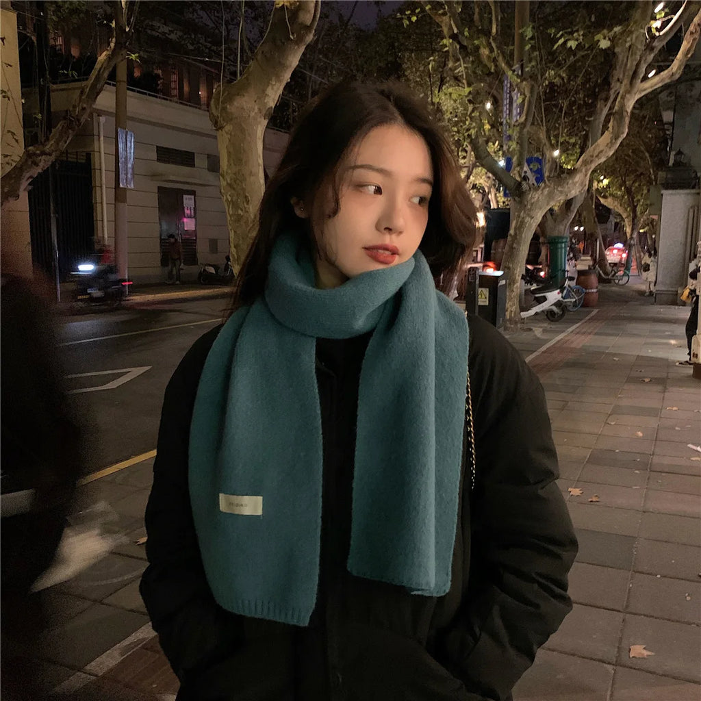 New Knitted Scarf For Women Men Girls Students Autumn Winter Solid Color Cotton Scarves Soft Knitting Shawl Female Wrap Shawls