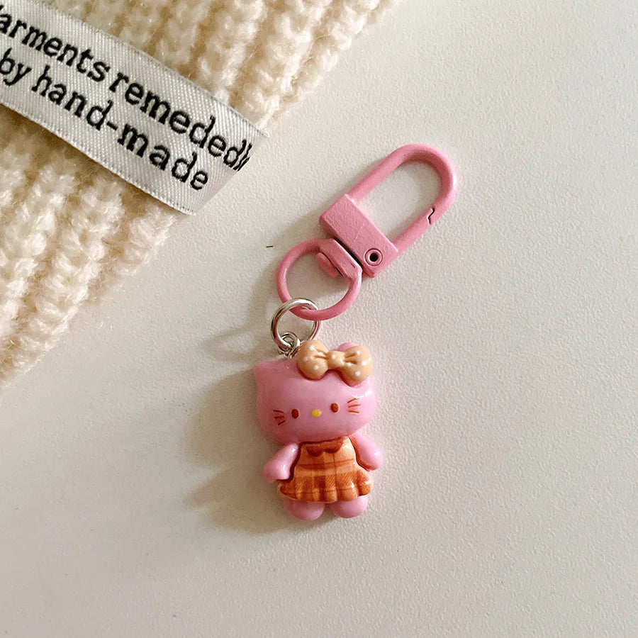 Hot Selling Cute Plaid Skirt Cat Keychain Pendant Cartoon Girl Backpack Hanging Accessories Student Best Friend Gifts