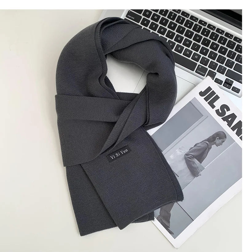 Men's scarf new winter pure black middle-aged and elderly versatile men's scarf youth British style scarf shawl