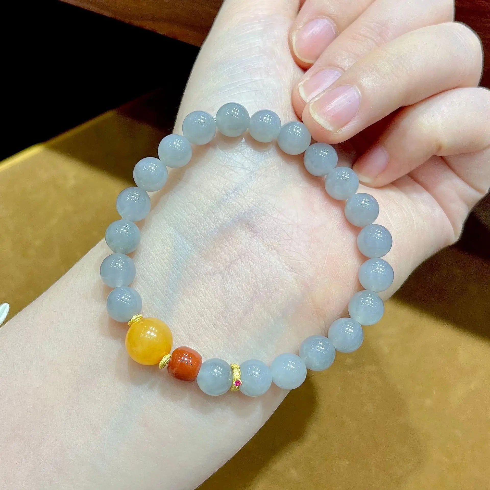 Women's Handmade Bracelet Round Beads With S925 Silver Gold-Plated Enamel - Multiple Styles Straight For Birthday Gift