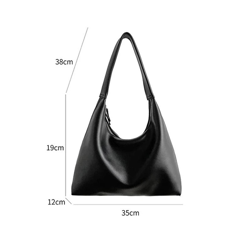 Women Tote Bag Fashion Underarm Pouch Large Capacity PU Leather Shoulder Bags Retro Casual Portable Bucket Bags For School Work