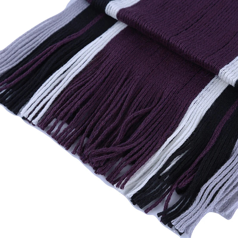 Men's Scarf Winter Comfortable Soft Warm Wool Windbreak Cold-proof Youth Fashion Casual Stripe Male Knitted Scarf