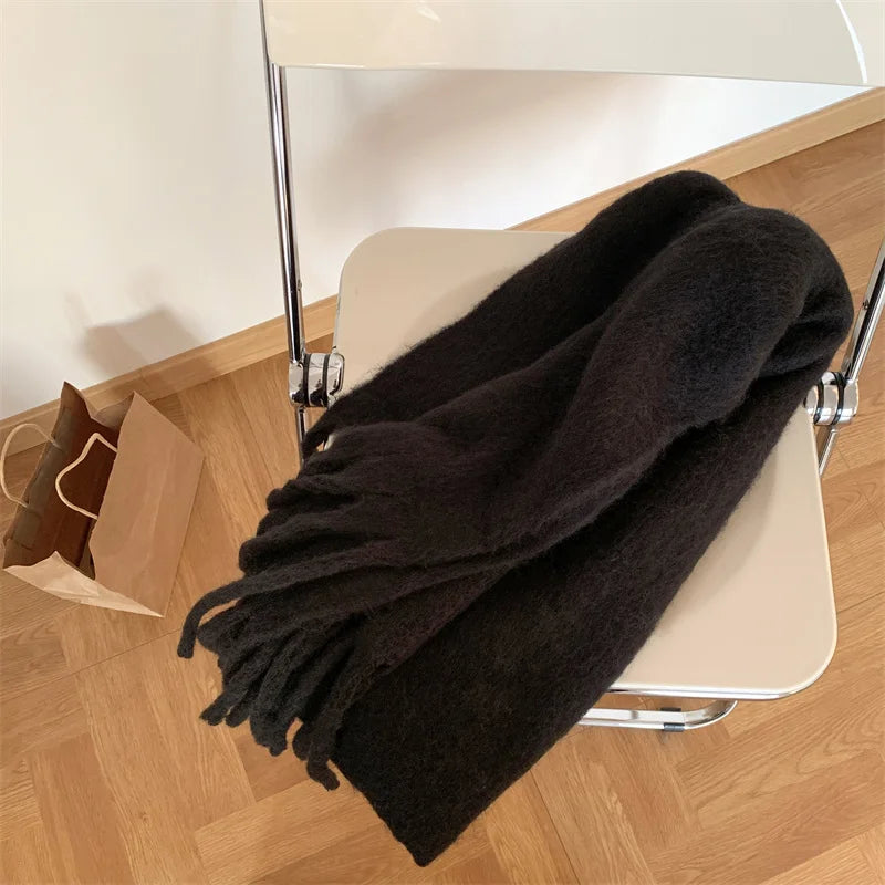 Women Thick Shawl Wraps Scarf Winter Warm Fashion Solid Color Pashmina Scarves Long Tassel Hijab Stoles Bufanda Mujer