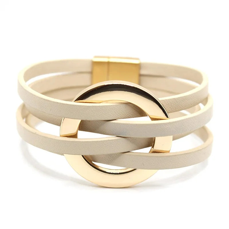 Leather Bracelets For Women 2026 Fashion Bracelets & Bangles Elegant Multilayer Wide Wrap Bracelet Female Jewelry Gift