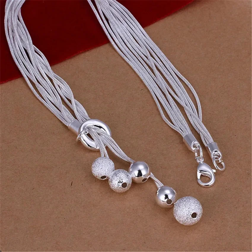 Wholesale , for women lady men Popular fashion silver Plated jewelry charm chain beads pretty Lady Necklace N222