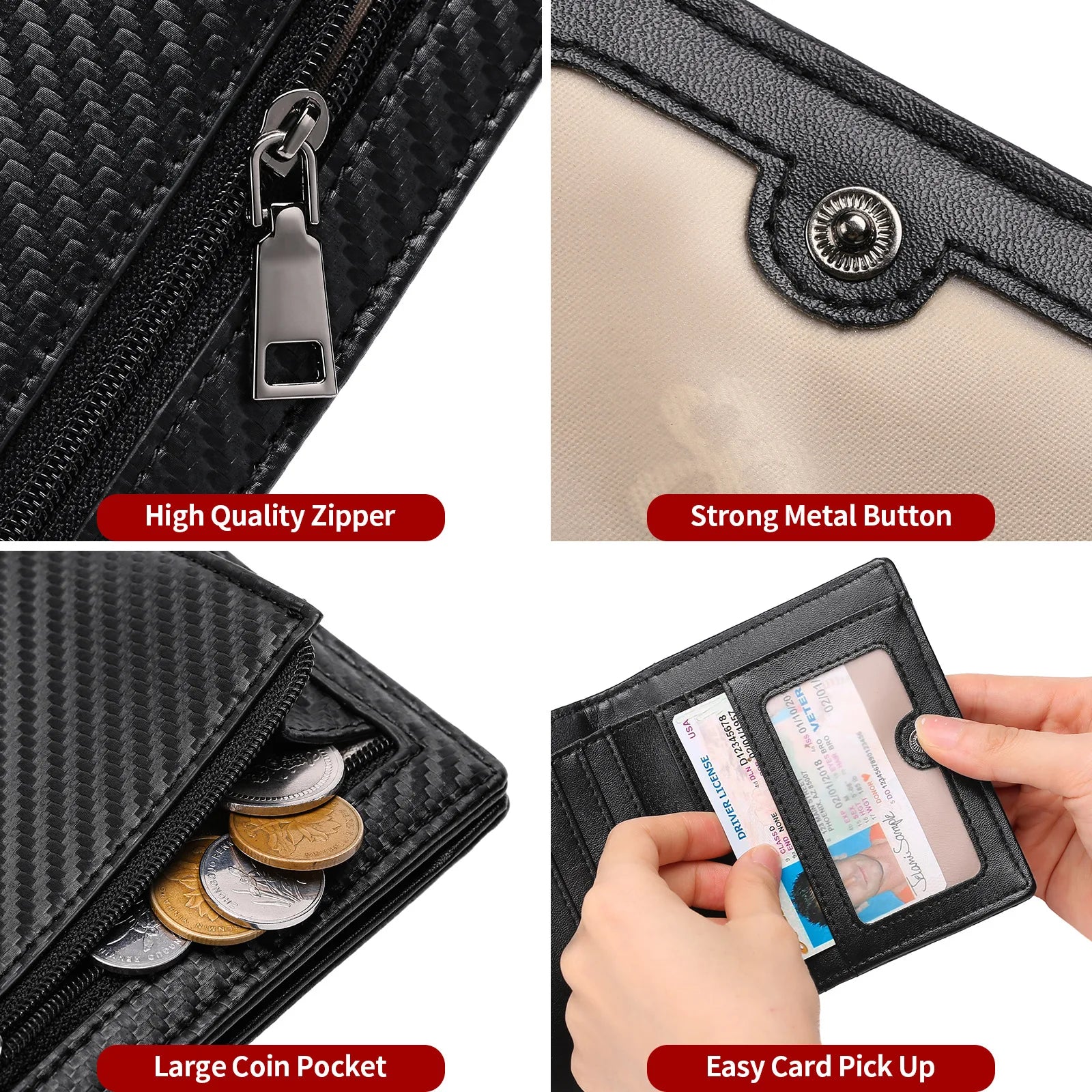 Slim Wallets for Men - Leather Money Clip Mens Wallet - RFID Blocking Front Pocket Bifold Wallet - Minimalist Credit Card Holder