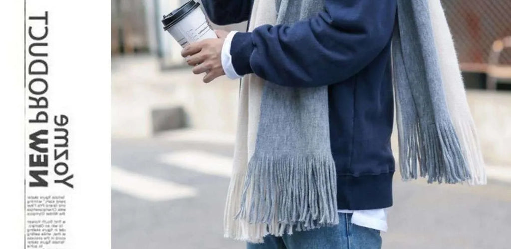 Fashion Classic Men Scarf Korean Version Warm Knitted Thick Thermal Simple Solid Muffler Winter Long Soft Windproof Scarves Male