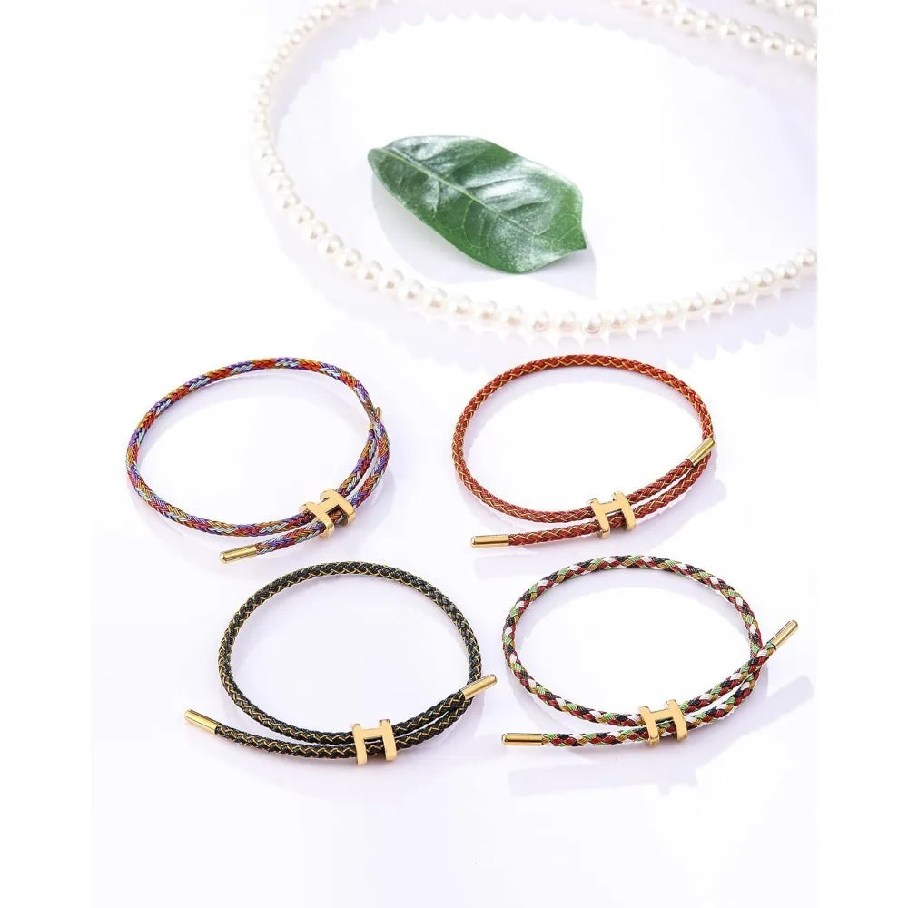 Bracelets for Women Adjustable Charm Bracelet, 14K Gold-plated Buckle Stainless Steel Wire Rope Women's Gift Jewelry