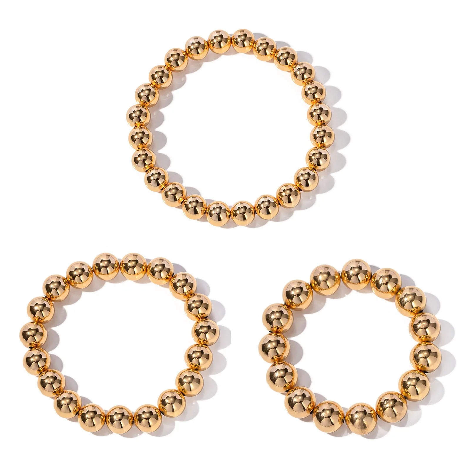 Stylish Simple 18K Real Gold Plated Beaded Bracelet For Women Jewelry Elastic Dainty Bracelets Delicate Bracelets Unisex Party