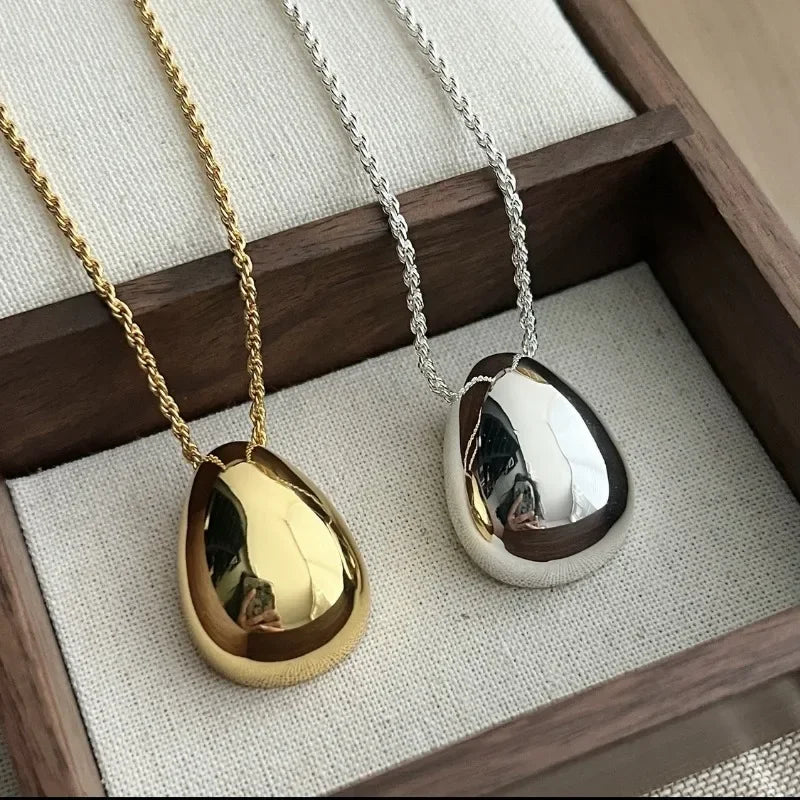 Modern Jewelry Simple Delicate Design Smooth Metal Teardrop Pendant Necklace For Women Female Party Gift Dropshipping