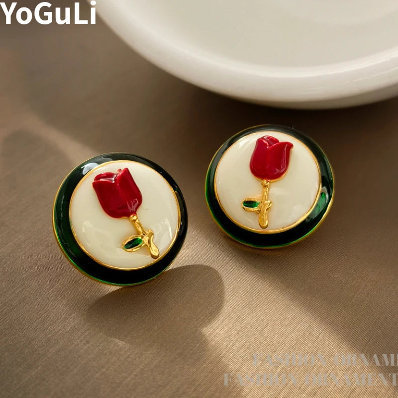 Fashion Jewelry  Elegant Temperament Flower Earrings For Women Girl Fine Accessories Gifts