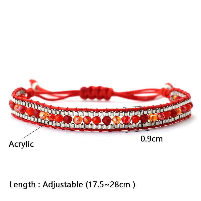 Bohemian String Bracelet For Women Girlfriend Handmade Irregular Seed Beads Braslet Lucky Red Braclet Beach Leisure Braclet Gift