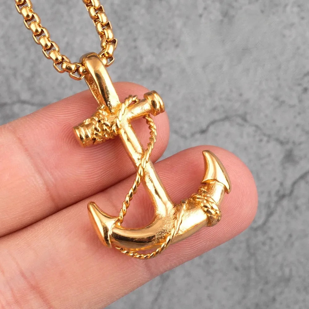 New Personalized Creative Trend Sea Anchor Sailor Men's Necklace Pendant Punk Rock Hip Hop Unique Boys Fashion Party JewelryGift
