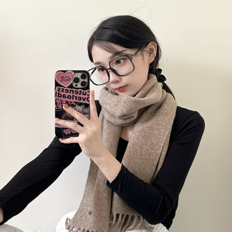 Women New Scarf Autumn Winter Pure Color Scarve Femme Knitted Fashion Shawl Unisex For Women