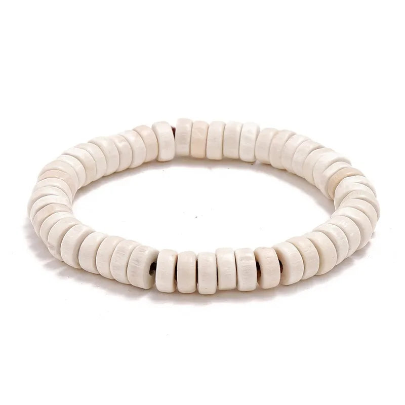 Wooden Beaded Elastic Bracelets & Bangles for Men and Women Vintage Jewelry Wrist Accessories Small Gifts Black Brown Beige Blue