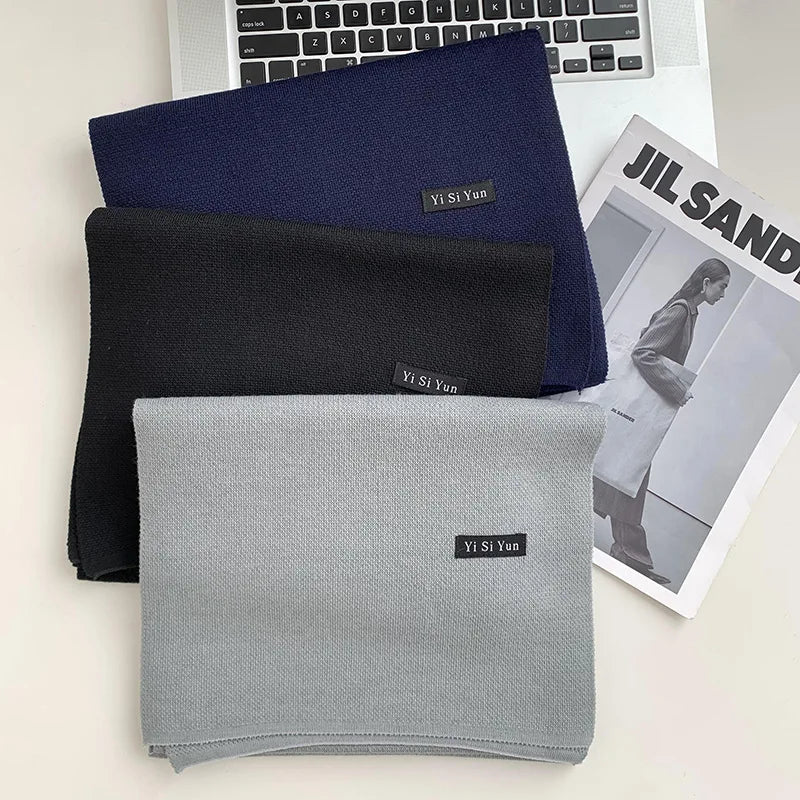 Men's scarf new winter pure black middle-aged and elderly versatile men's scarf youth British style scarf shawl