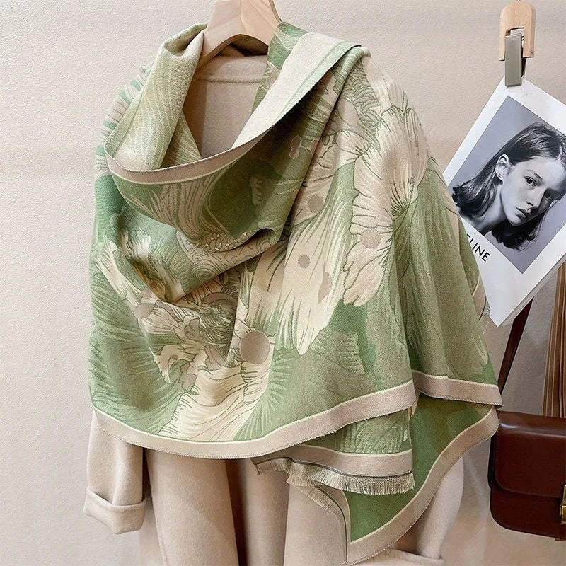 Air-conditioning Shawl for Women in Autumn and Winter Office Nap Knitted Blanket Imitation Cashmere Tassel Mid-length Warm Scarf