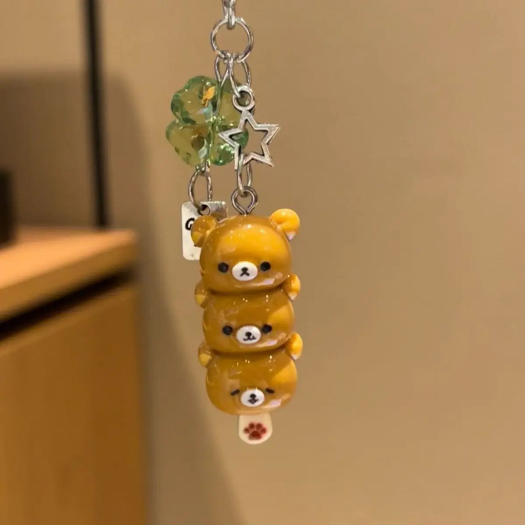 Cute Rilakkuma Keychain Cartoon Bear Brother Sister Mobile Phone Chain Couple Best Friend Accessory Pendant Sugar Coated Haws