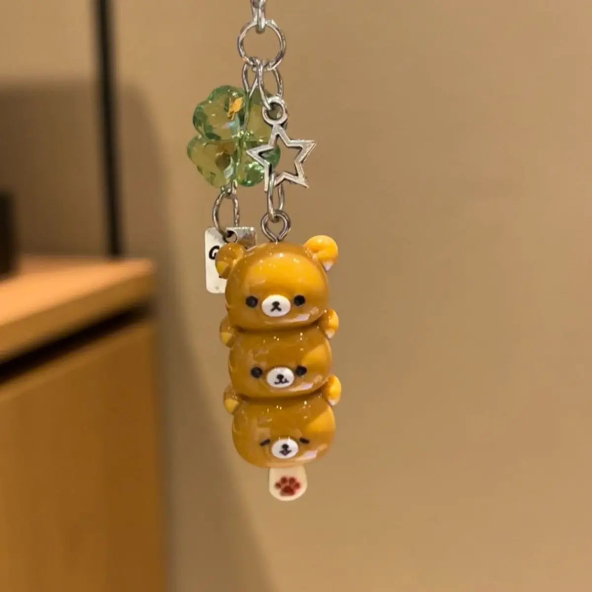 Cute Rilakkuma Keychain Cartoon Bear Brother Sister Mobile Phone Chain Couple Best Friend Accessory Pendant Sugar Coated Haws