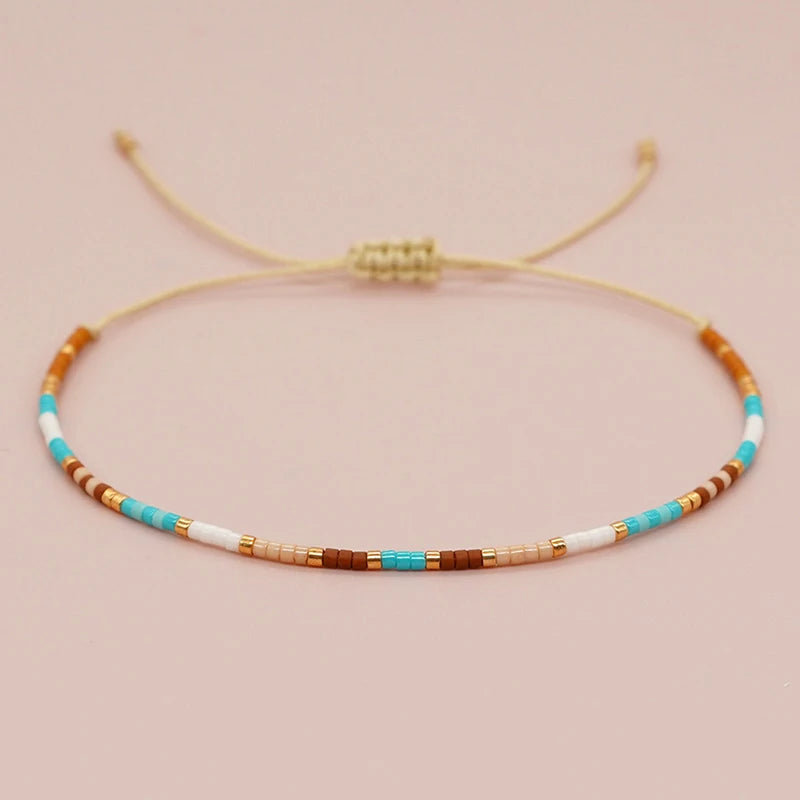 Simple Handmade Beaded Bracelets For Women Girls Bohemian Style Colorful Adjustable Bracelet Jewelry