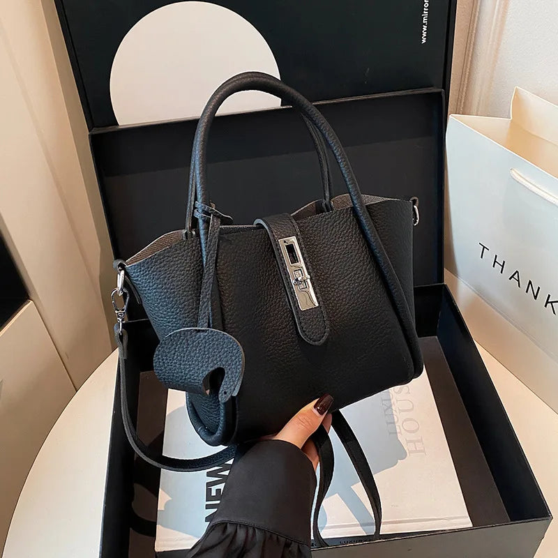 Fashion Design Women Bucket Bag Brand Trendy Basket Bag Versatile Simple Solid Color Texture Women's Bag Shoulder Crossbody Bag