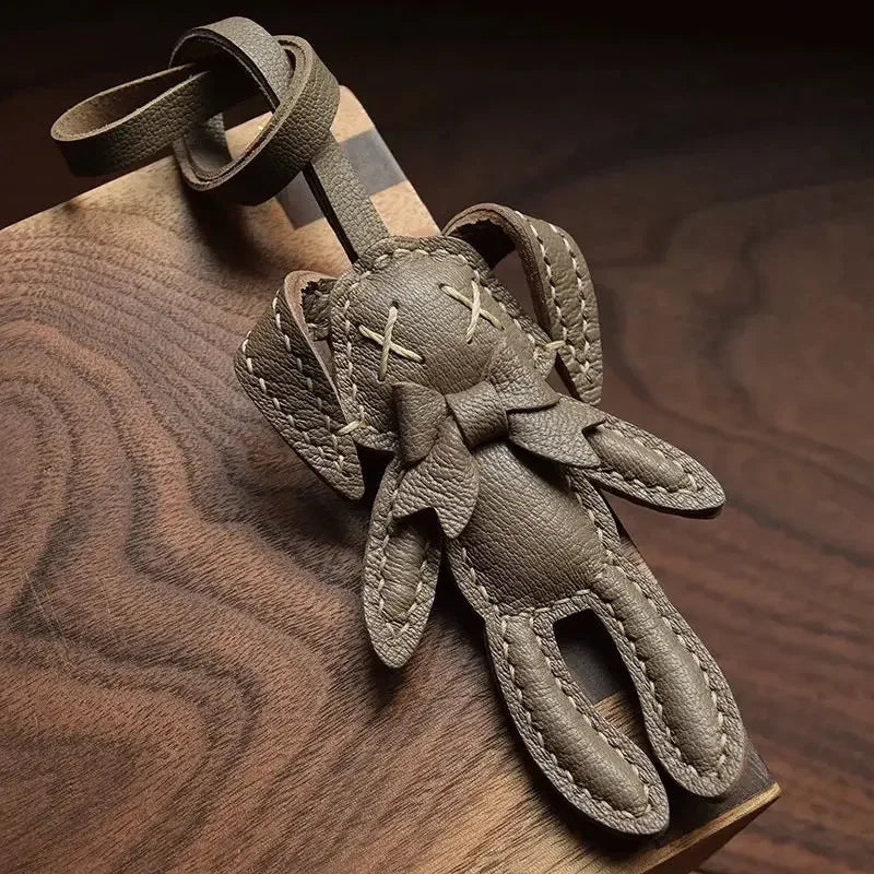 Luxury Design Genuine Leather Handmade Pendant Bag Accessories Cute Car Hangings Keychain Bag Charms Cute Animal Bag Decorations