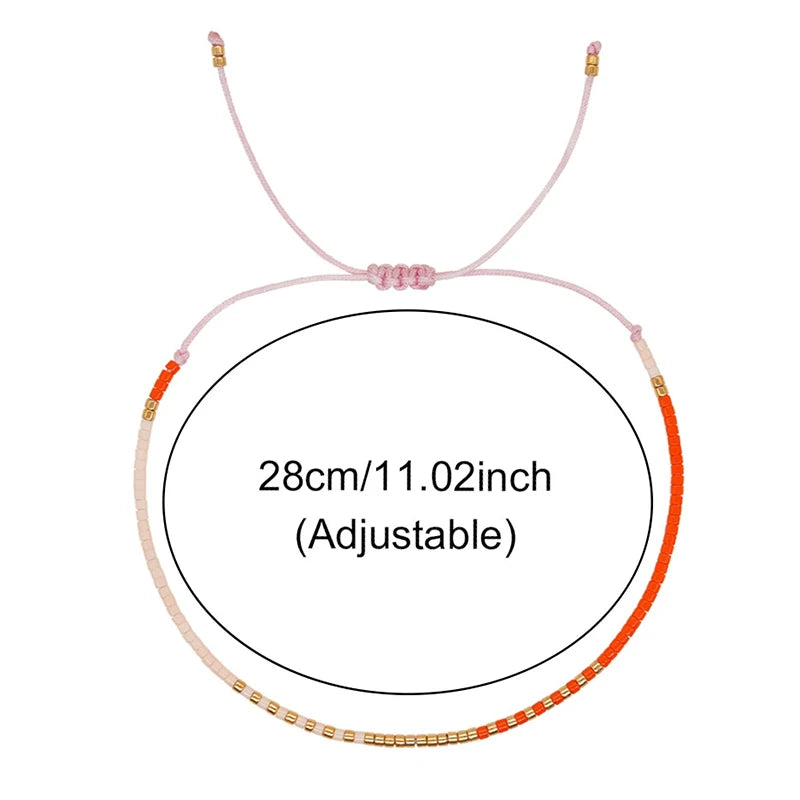 Simple Handmade Beaded Bracelets For Women Girls Bohemian Style Colorful Adjustable Bracelet Jewelry