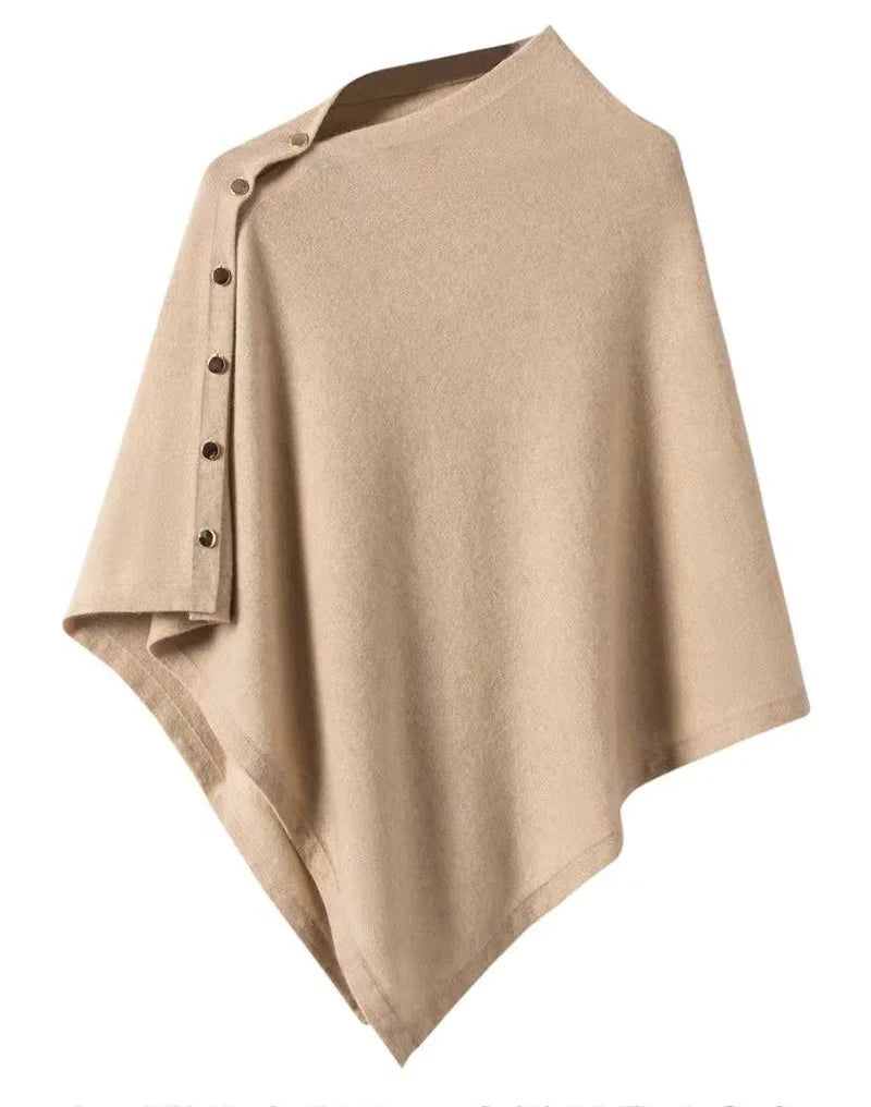 2025 New Large Shawl for Womens Spring and Autumn Fashion Versatile Diagonal Buckle Loose High-end Cape Knitted Shawls