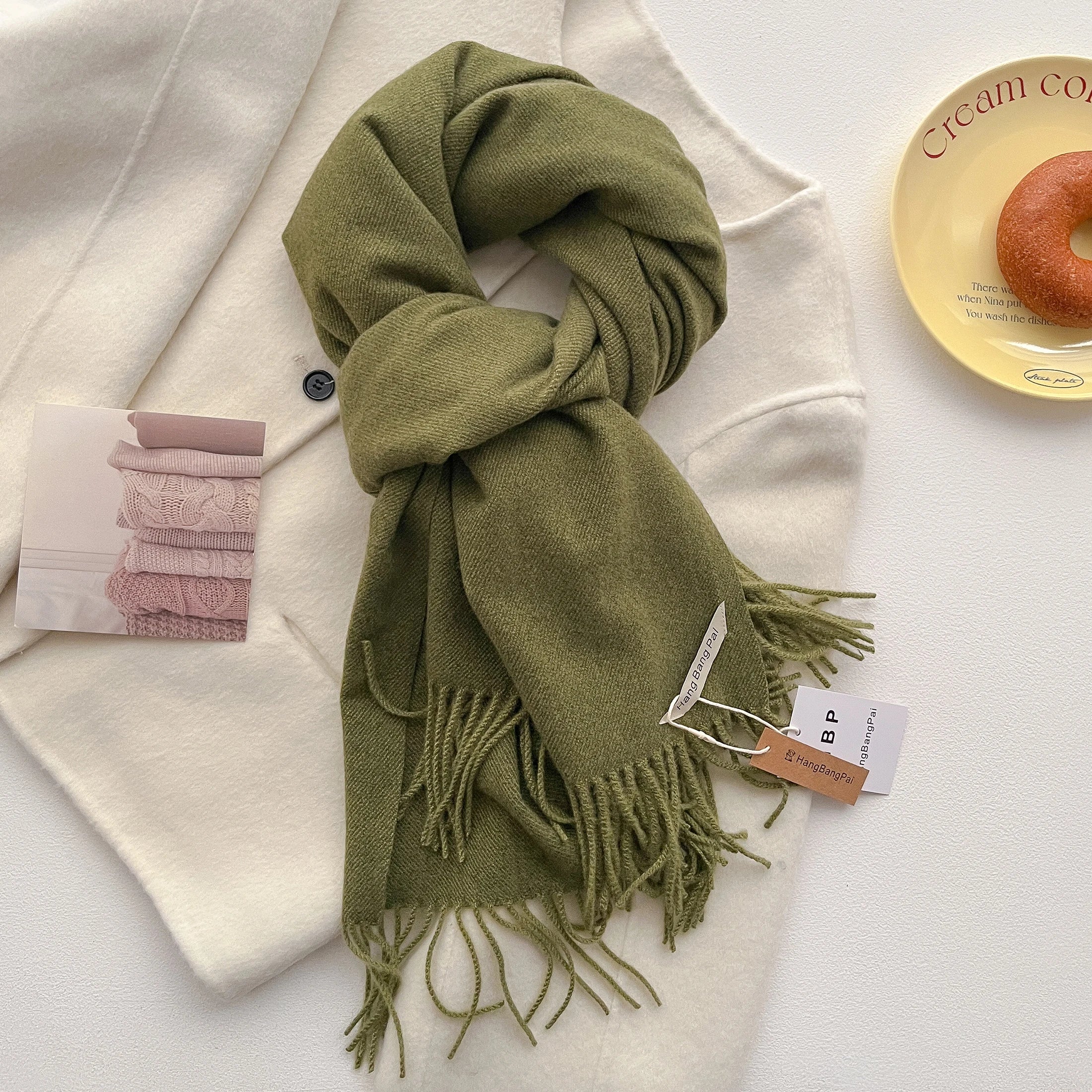2025 New Winter Wool Scarf For Women Long Warm Cashmere Scarves Hijab Solid Lady Shawl Wrap Female Pashmina Bandana Head Scarfs