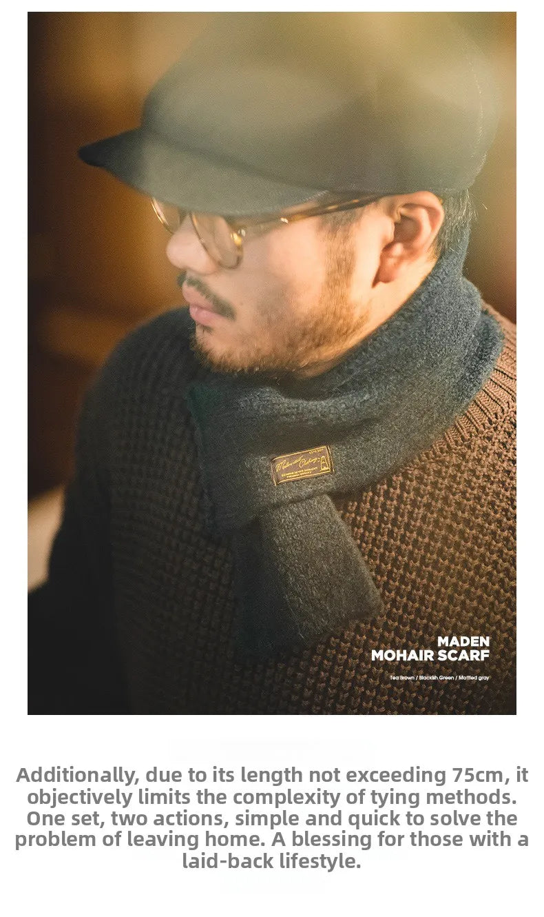 Maden Workwear Japanese Sle Retro Knitted Scarf Windproof Warm Woolen Men's Women's  Color Ne Warmer Autumn Winter