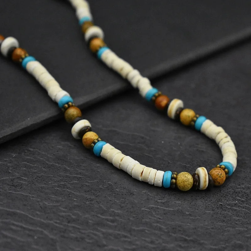Natural Wood Beaded Short Choker Necklace for Men Trendy Small Beads Collar 2024 Fashion Jewelry on Neck Accessories Male Gift