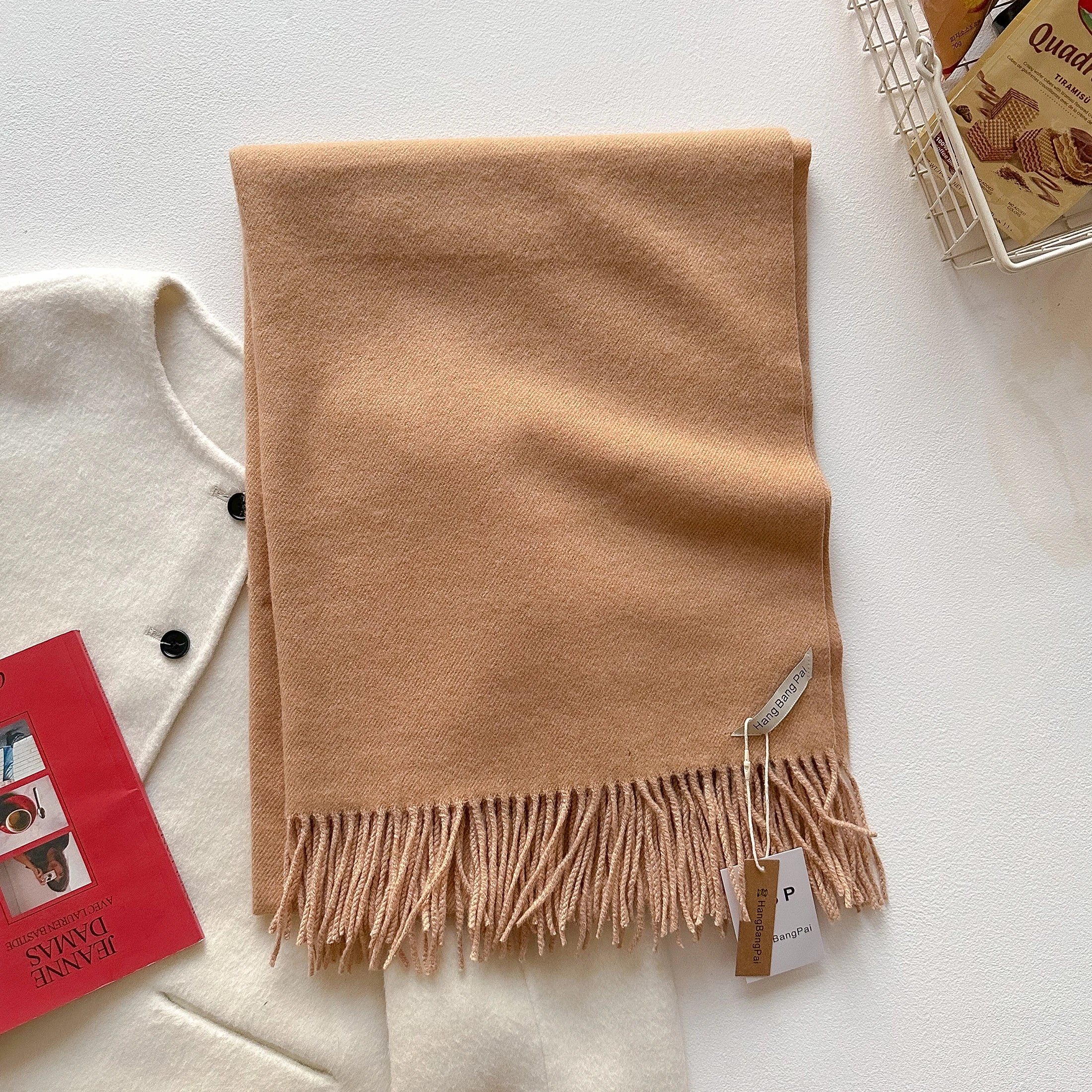 2025 New Winter Wool Scarf For Women Long Warm Cashmere Scarves Hijab Solid Lady Shawl Wrap Female Pashmina Bandana Head Scarfs