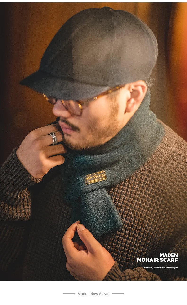 Maden Workwear Japanese Sle Retro Knitted Scarf Windproof Warm Woolen Men's Women's  Color Ne Warmer Autumn Winter