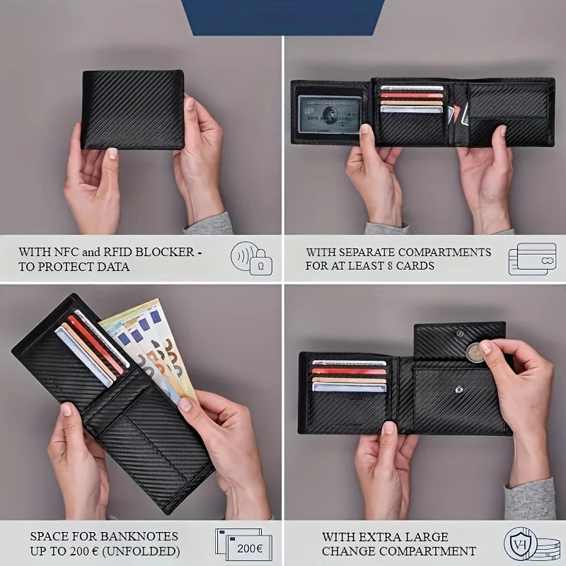 Wallet for Men - RFID Bifold Wallets with 9 Credit Cards 1 ID Window Slim Minimalist Front Pocket Gift For Men
