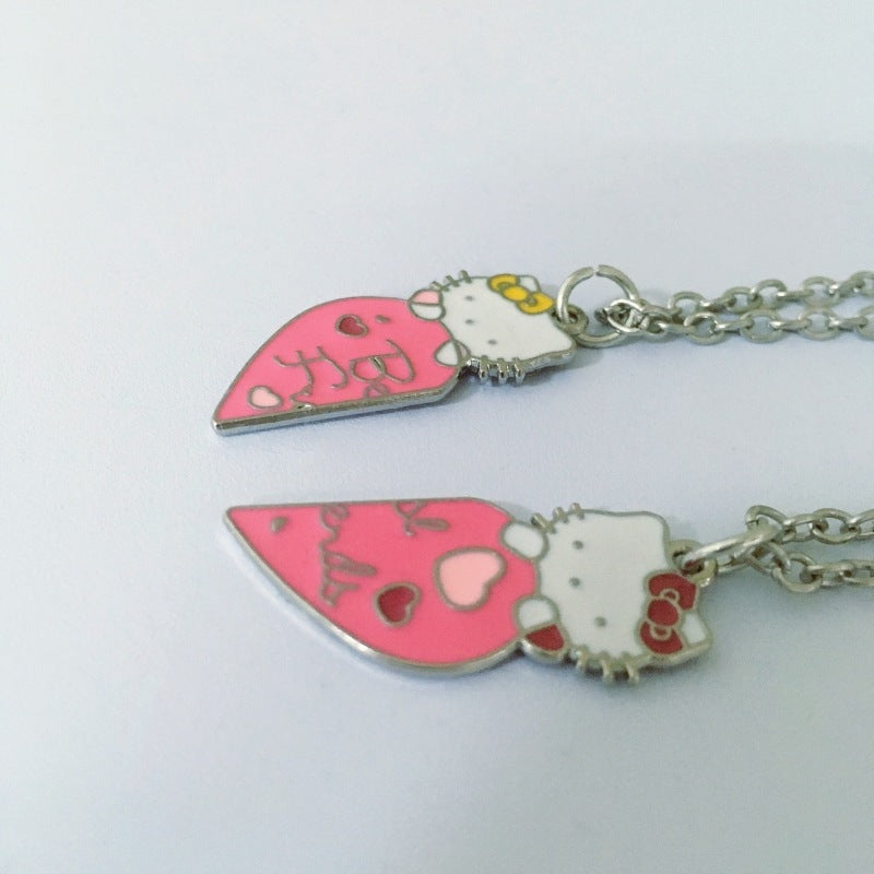 Sanrio Hello Kitty Cute Cartoon Student Kawaii Sweet Creative Fashion Versatile Accessories Couple Best Friend Color Necklace