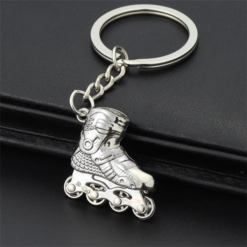 New Exquisite Simulation Skates keychain Charms Stainless Steel Key Ring Bag Ornaments Skating Lovers Souvenirs Accessories