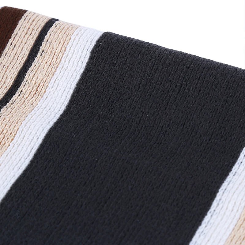 Men's Scarf Winter Comfortable Soft Warm Wool Windbreak Cold-proof Youth Fashion Casual Stripe Male Knitted Scarf