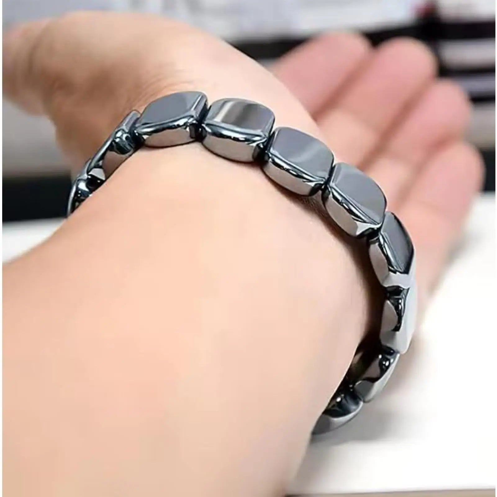 HematiteBracelet Masculine Bracelet With Natural HematiteMasculine Jewellery Wrist Decor Everyday Wear For Father Husband