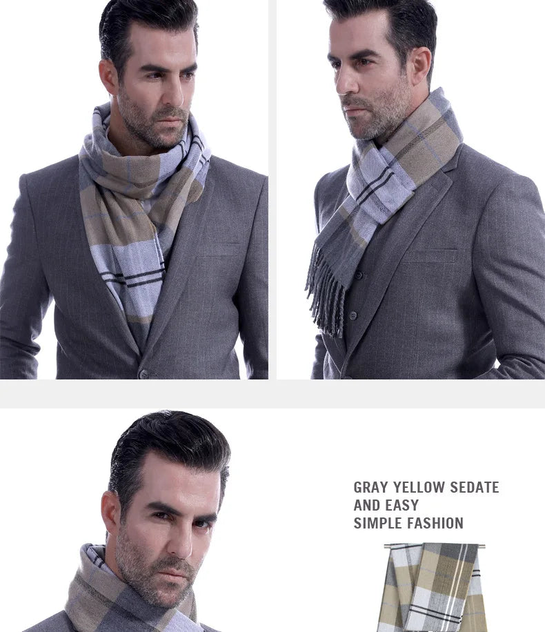 Classic Scarf for Man Winter Imitation Cashmere Scarves Luxury Brand Scarfs Keep Warm Outdoor Neckerchief Men Shawl Wrap Gift