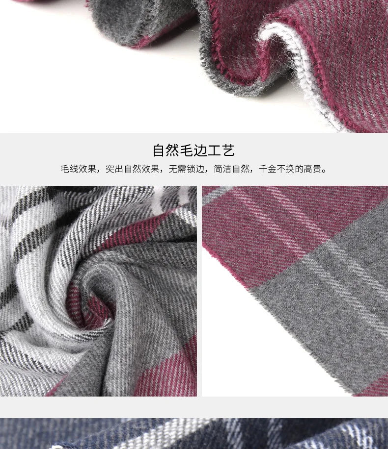 Classic Scarf for Man Winter Imitation Cashmere Scarves Luxury Brand Scarfs Keep Warm Outdoor Neckerchief Men Shawl Wrap Gift