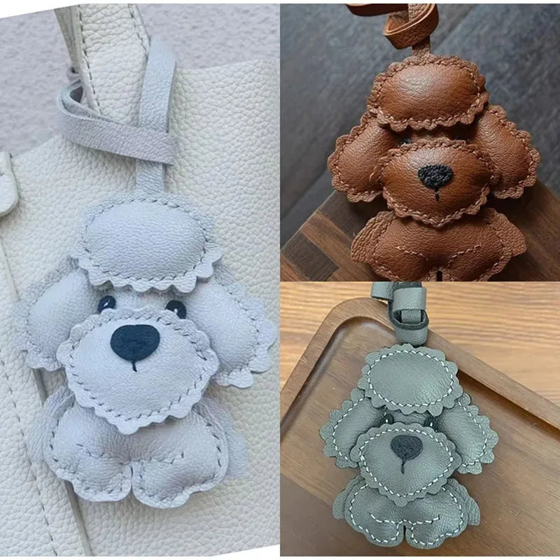 Luxury Design Genuine Leather Handmade Pendant Bag Accessories Cute Car Hangings Keychain Bag Charms Cute Animal Bag Decorations