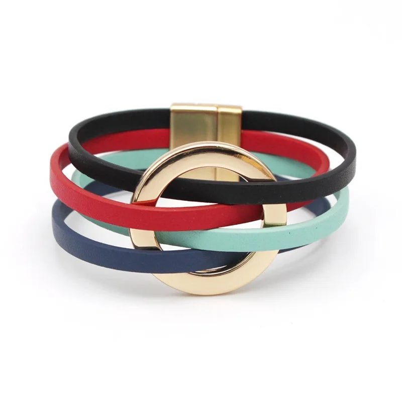 Leather Bracelets For Women 2026 Fashion Bracelets & Bangles Elegant Multilayer Wide Wrap Bracelet Female Jewelry Gift