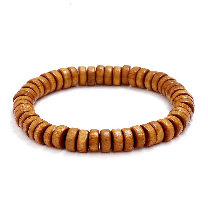 Wooden Beaded Elastic Bracelets & Bangles for Men and Women Vintage Jewelry Wrist Accessories Small Gifts Black Brown Beige Blue