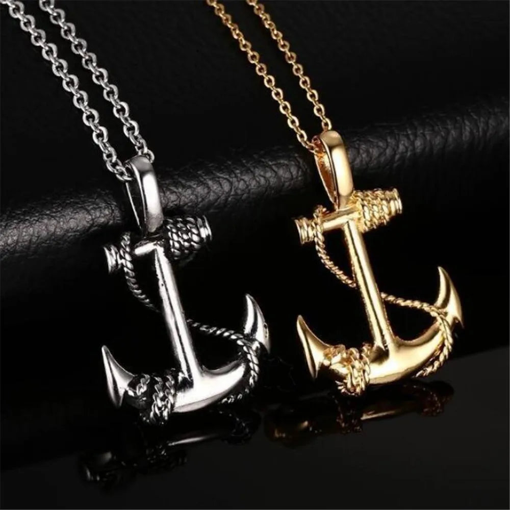 Punk Hip-hop Simple Creative Trend Retro Popular Pirate Anchor Men's Necklace Goth Niche Party Pendant Banquet Accessories
